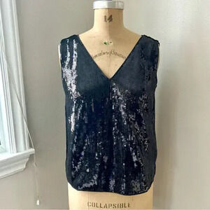 J Crew Factory NWT Sequin V-Neck‎ Shell - MSRP $89